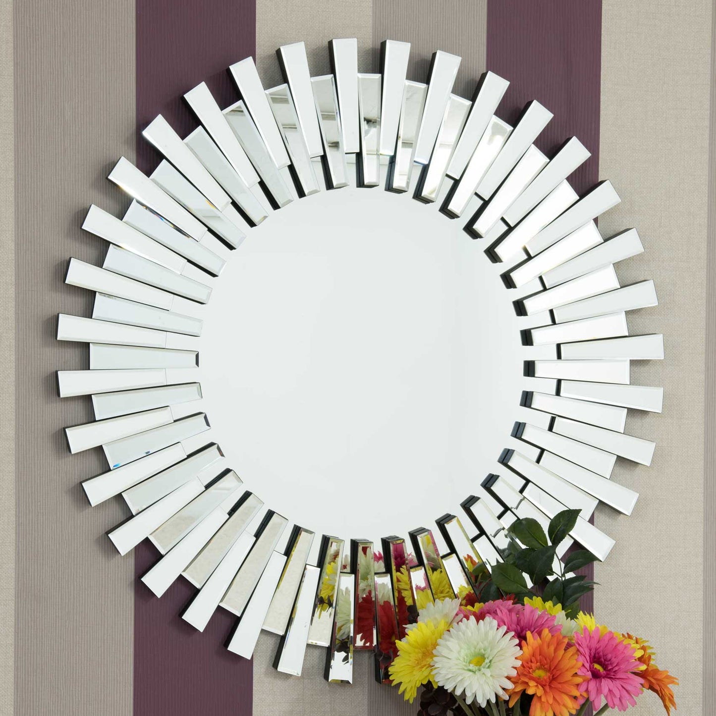 Calla All Glass Stylised Round Mirror 91 x 91 CM