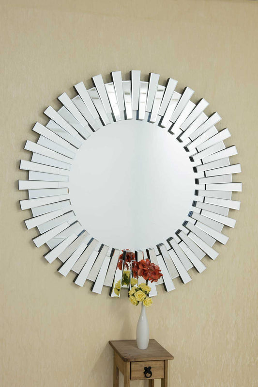 Calla All Glass Stylised Large Round Mirror 120 x 120 CM