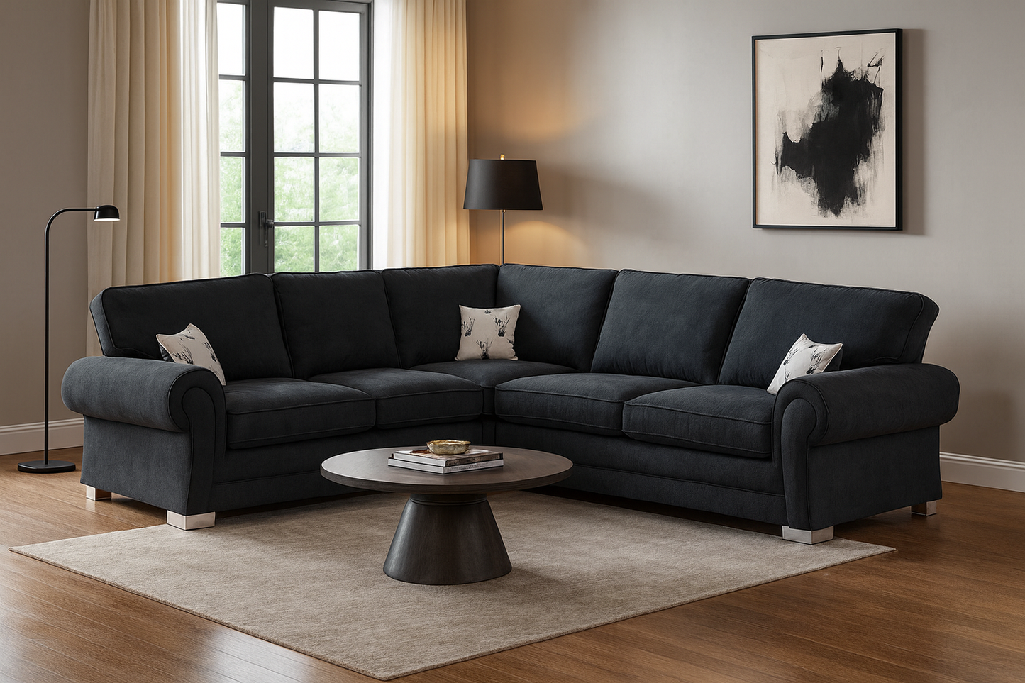 Jude Fullback Sofa Black Large Corner