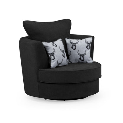 Jude Fullback Sofa Black Swivel Chair