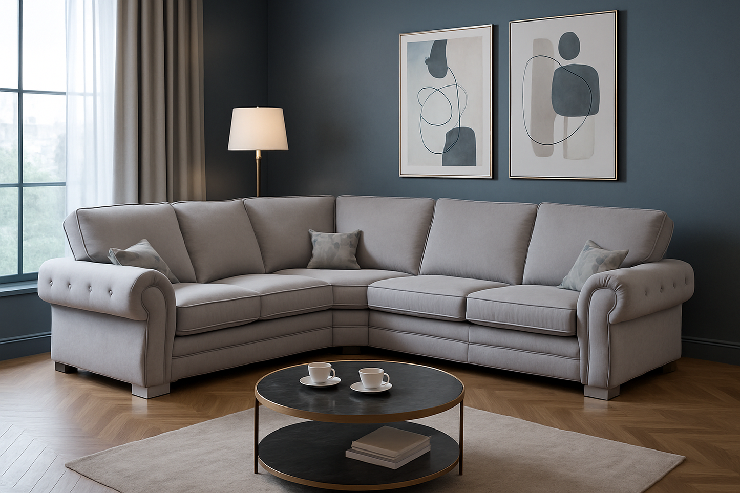 Jude Fullback Sofa Grey Large Corner