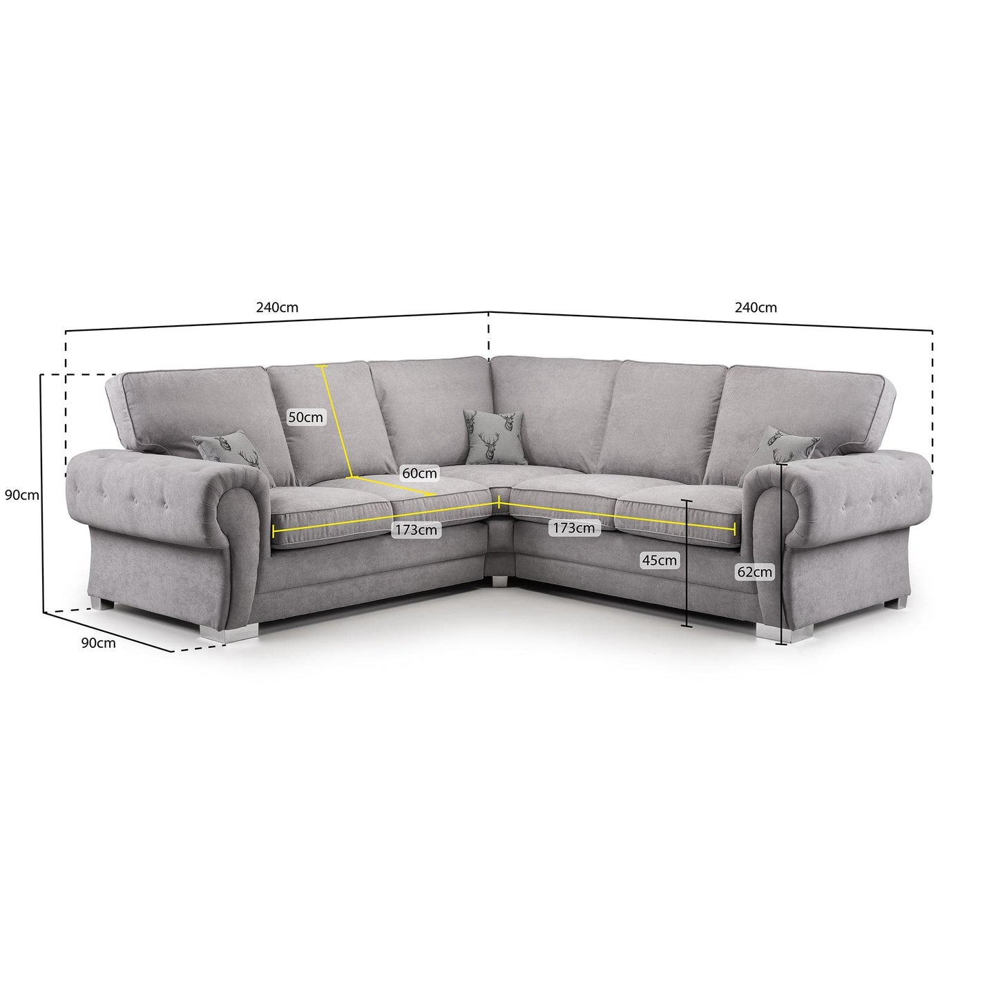 Jude Fullback Sofa Grey Large Corner