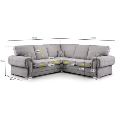 Jude Fullback Sofa Grey Large Corner