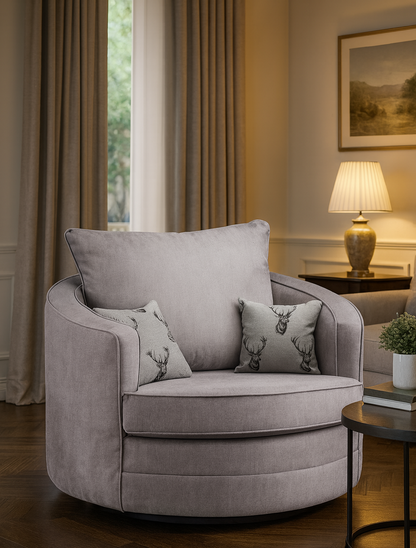 Jude Fullback Sofa Grey Swivel Chair