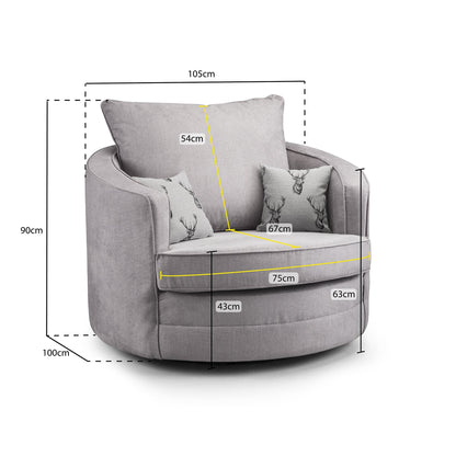 Jude Fullback Sofa Grey Swivel Chair