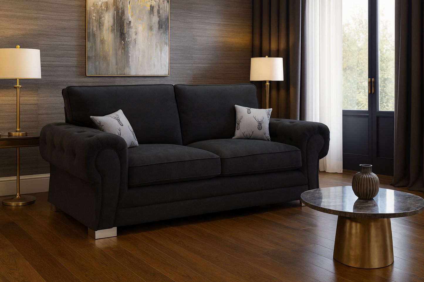 Jude Fullback Sofabed Black 3 Seater