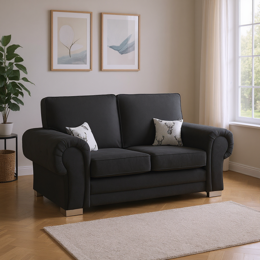 Jude Fullback Sofa Black 2 Seater