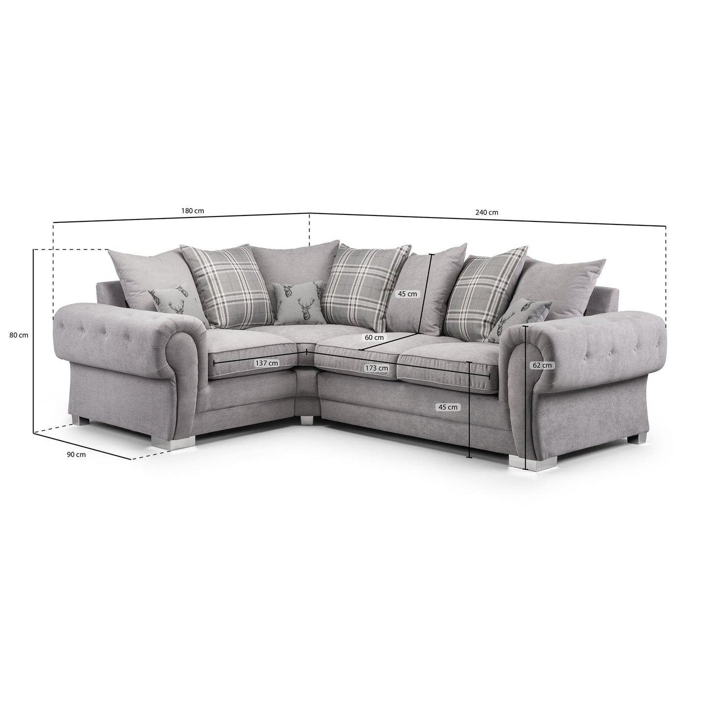 Jude Scatterback Sofa Grey Left Hand Facing Corner