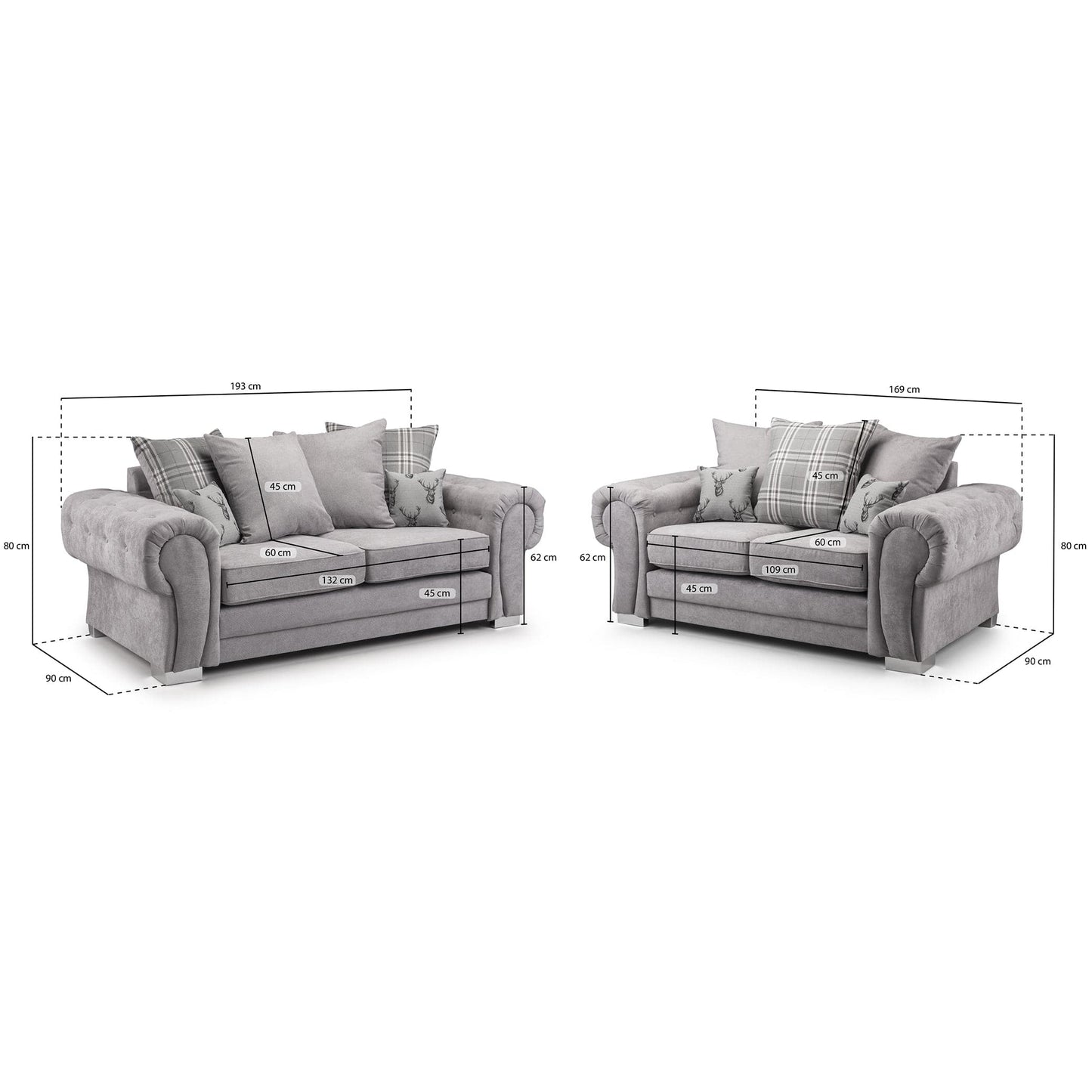 Jude Scatterback Sofa Grey 3+2 Set