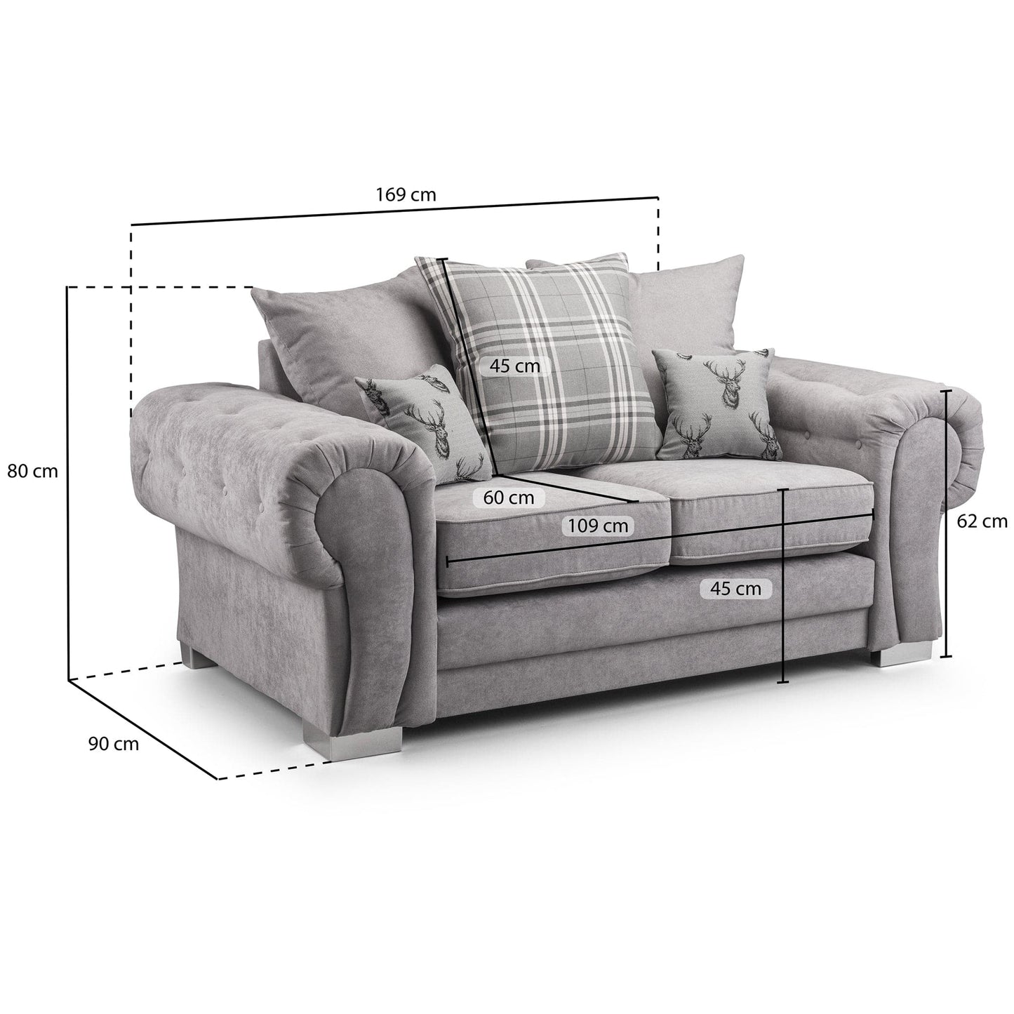 Jude Scatterback Sofa Grey 2 Seater