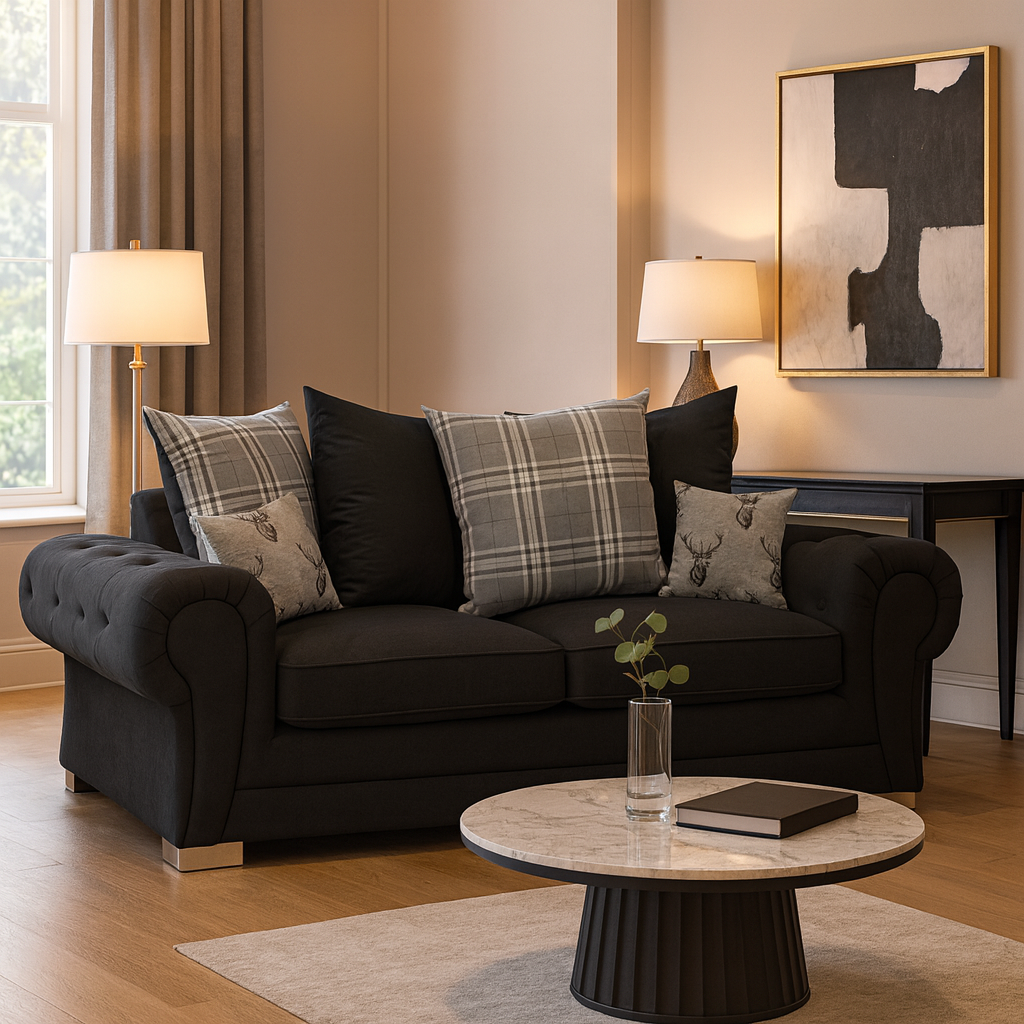 Jude Scatterback Sofa Black 3 Seater