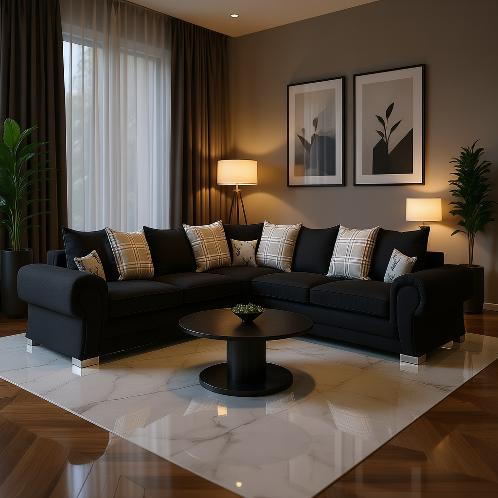 Jude Scatterback Sofa Black Large Corner