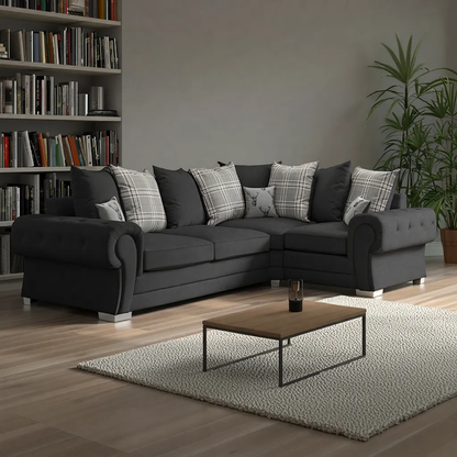 Jude Scatterback Sofa Black Right Hand Facing Corner