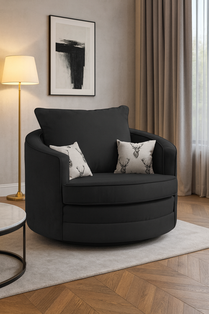Jude Scatterback Sofa Black Swivel Chair