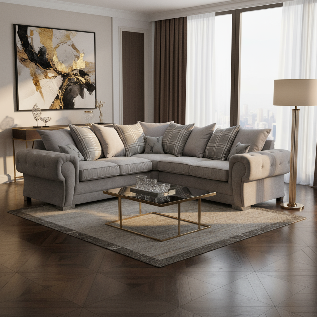 Jude Scatterback Sofa Grey Large Corner