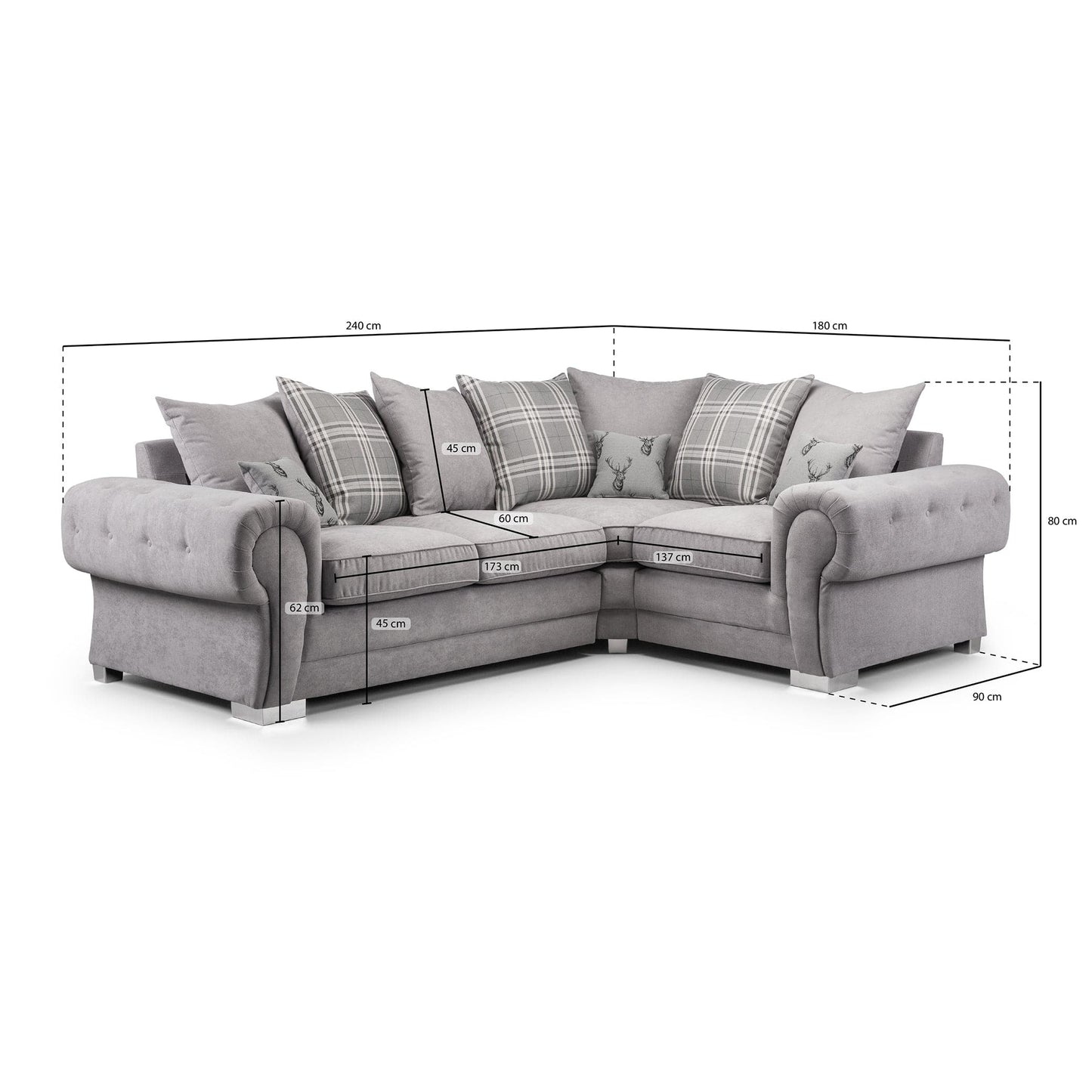 Jude Scatterback Sofa Grey Right Hand Facing Corner