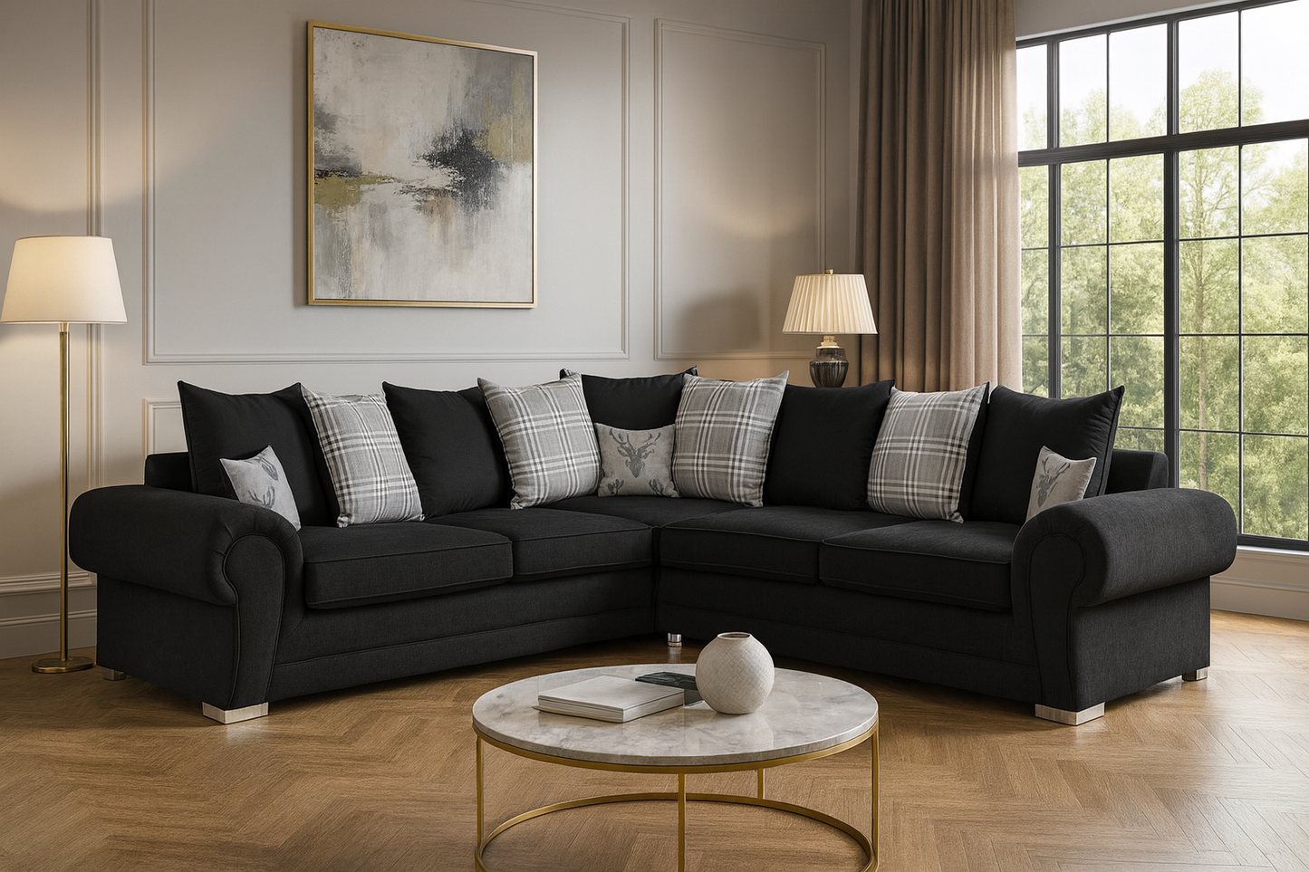 Jude Scatterback Sofabed Black Large Corner