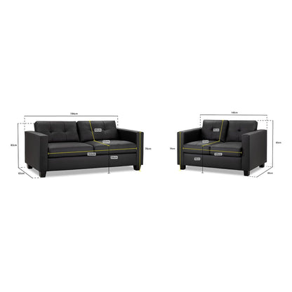 Kew 3+2 Sofa Set in Black