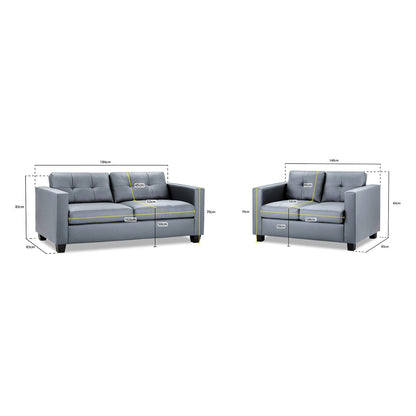 Kew 3+2 Sofa Set in Grey