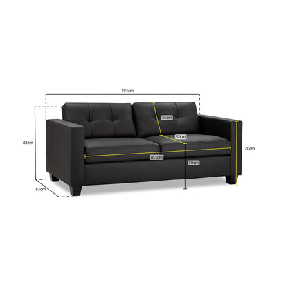 Kew 3 Seater Sofa in Black