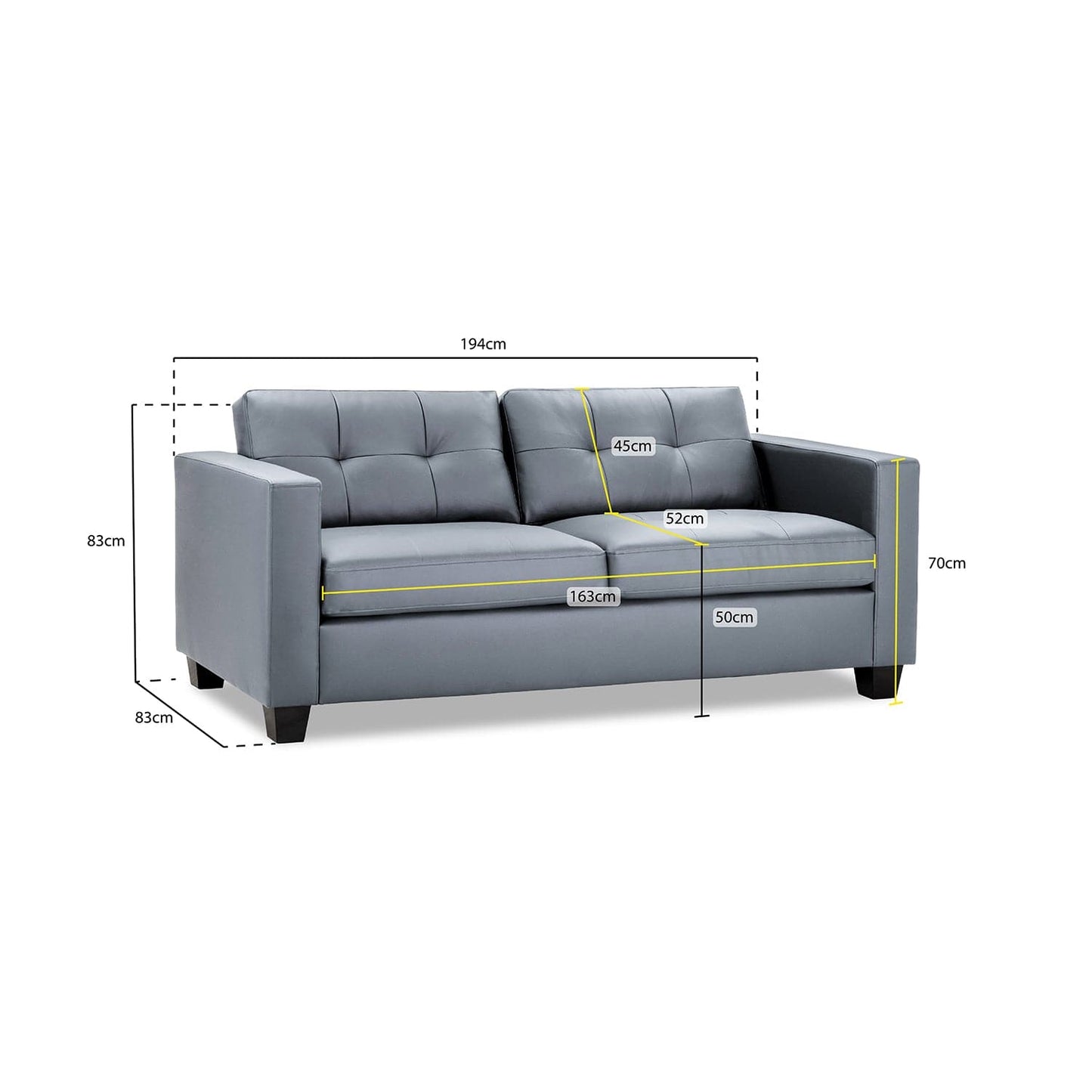 Kew 3 Seater Sofa in Grey