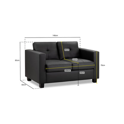 Kew 2 Seater Sofa in Black