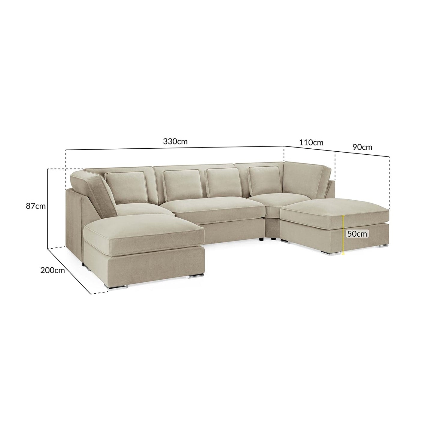 Kingsbury U Shape Corner Sofa in Beige