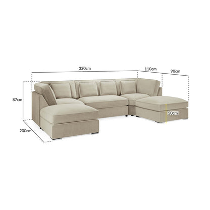 Kingsbury U Shape Corner Sofa in Beige