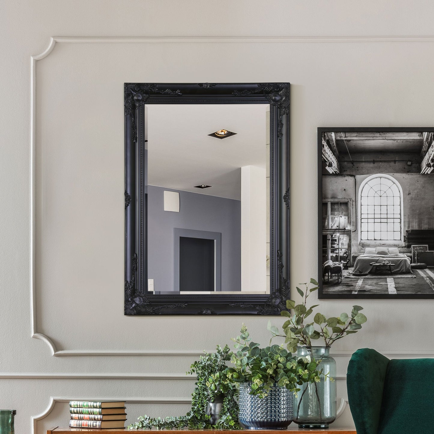 Colwell Black Wall Mirror 108 x 78 CM