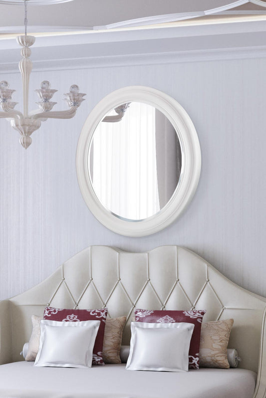Kairo White Elegant Modern Bevelled Round Mirror 96 x 96 CM