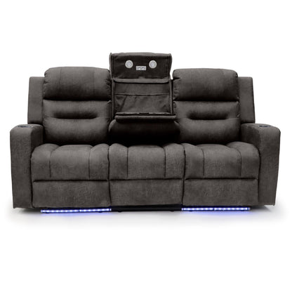 Leo Tech Recliner Sofa Brown 3 Seater