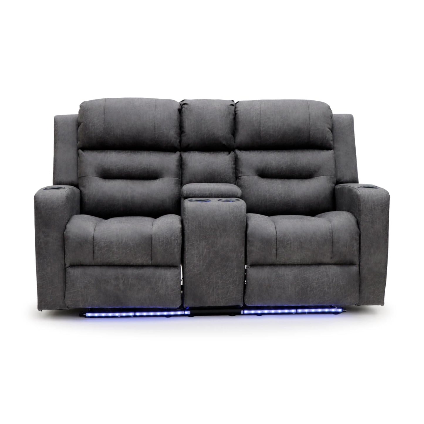 Leo Tech Recliner Sofa Grey 2 Seater