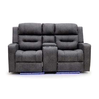 Leo Tech Recliner Sofa Grey 2 Seater