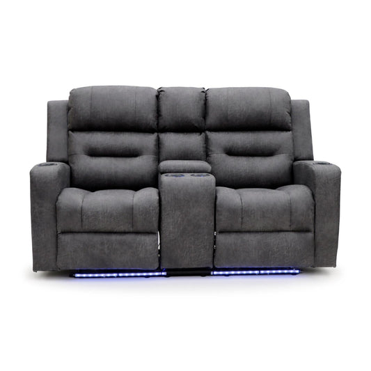 Leo Tech Recliner Sofa Grey 2 Seater