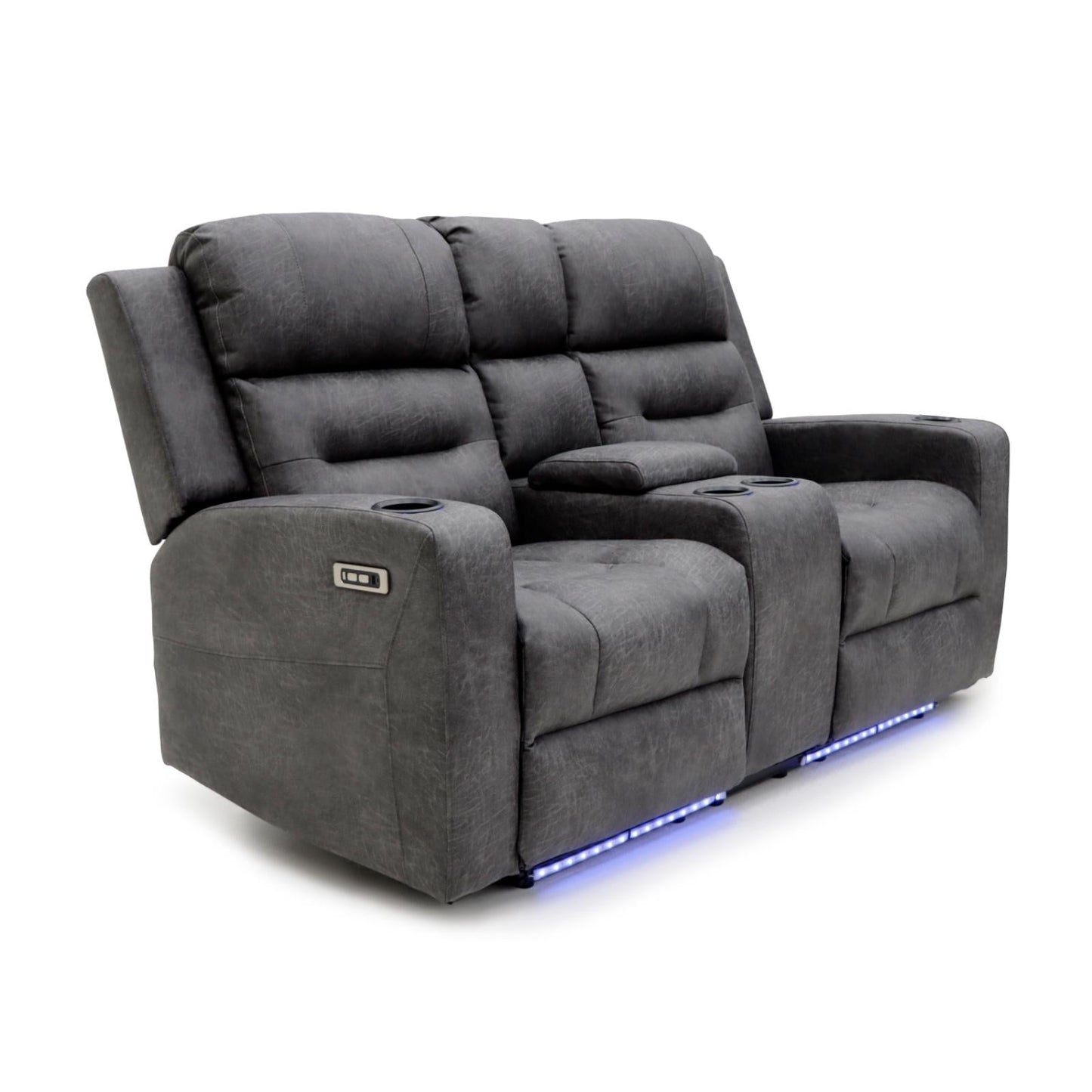 Leo Tech Recliner Sofa Grey 2 Seater