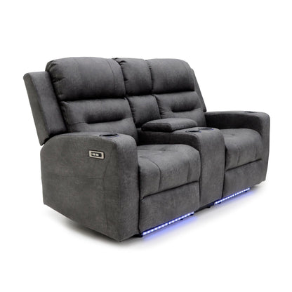 Leo Tech Recliner Sofa Grey 2 Seater