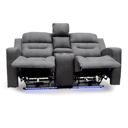 Leo Tech Recliner Sofa Grey 2 Seater
