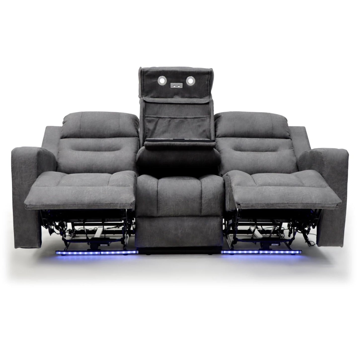 Leo Tech Recliner Sofa Grey 3 Seater