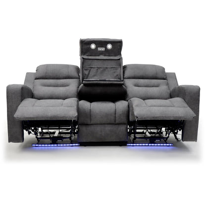 Leo Tech Recliner Sofa Grey 3 Seater