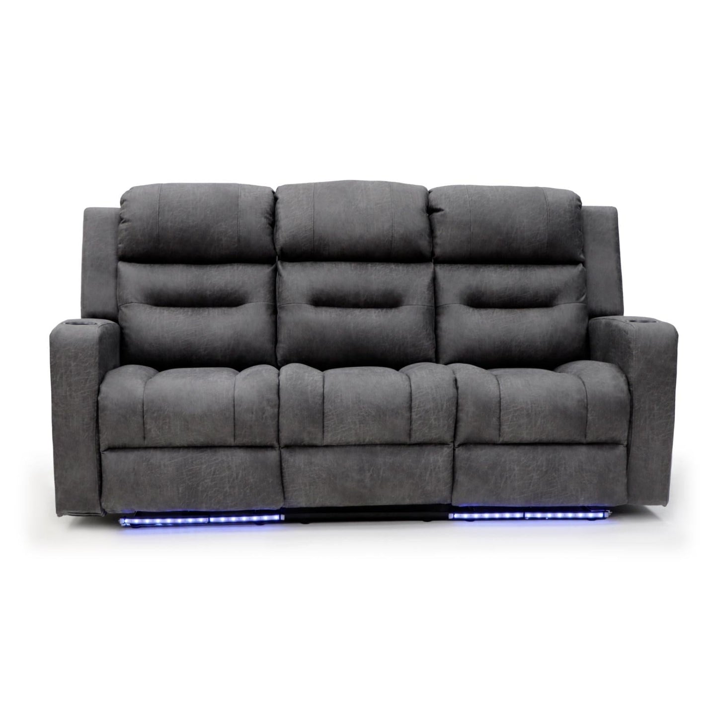 Leo Tech Recliner Sofa Grey 3 Seater