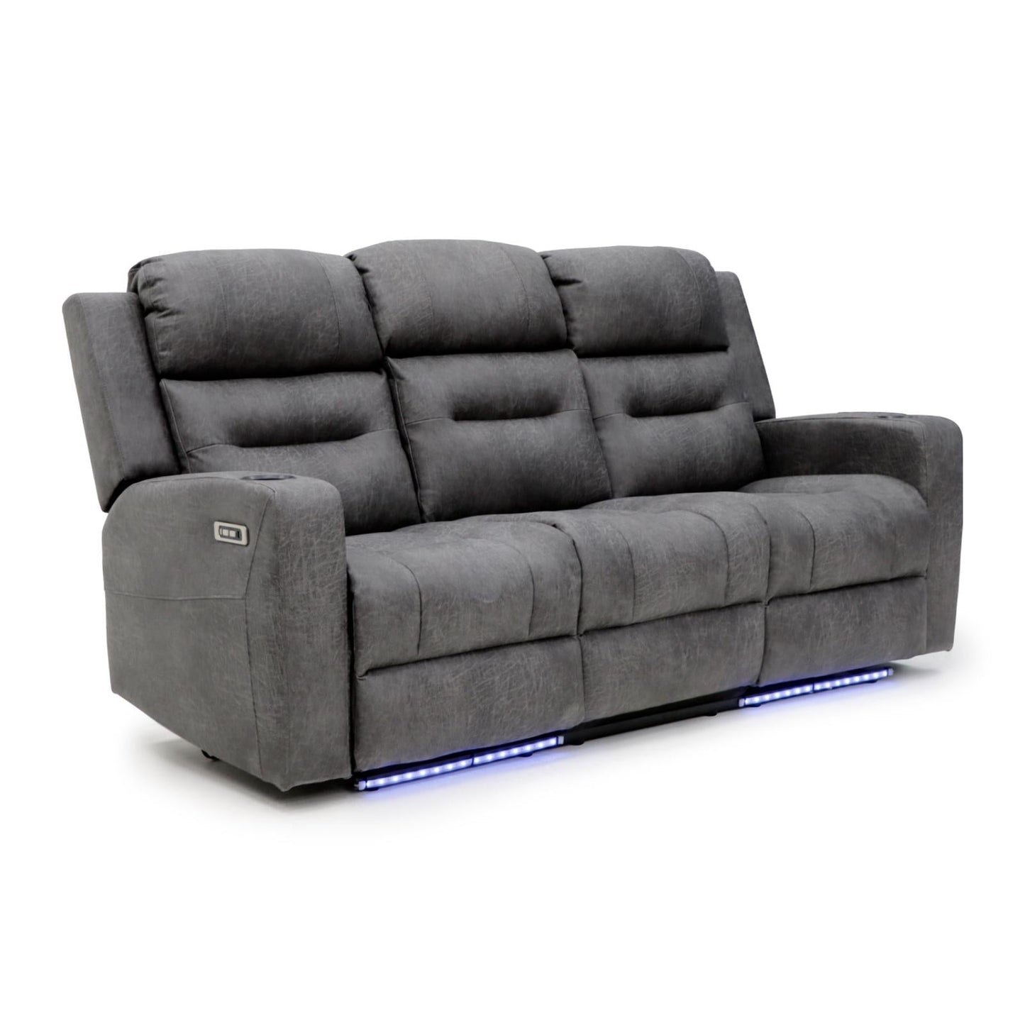Leo Tech Recliner Sofa Grey 3 Seater