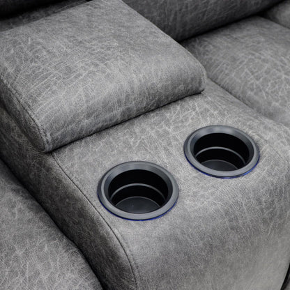 Leo Tech Recliner Sofa Grey 2 Seater