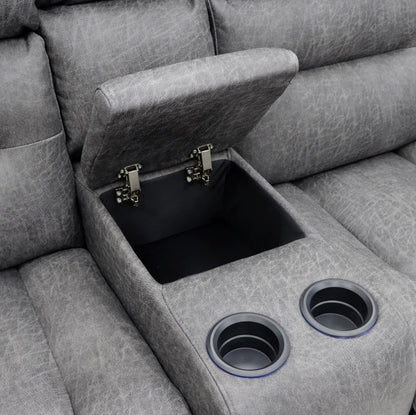 Leo Tech Recliner Sofa Grey 2 Seater