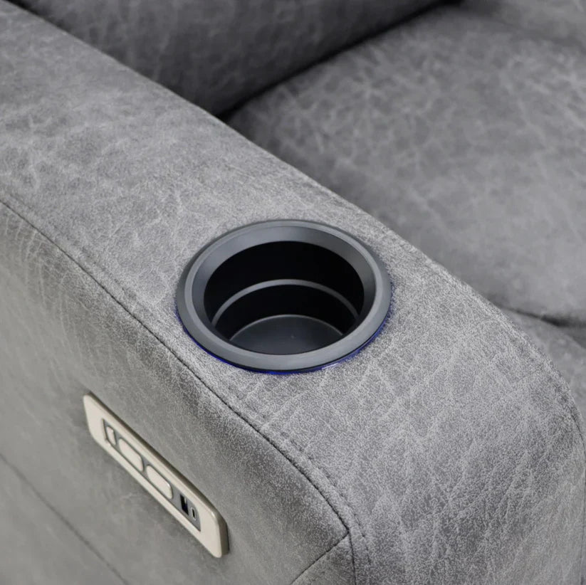 Leo Tech Recliner Sofa Grey 3 Seater