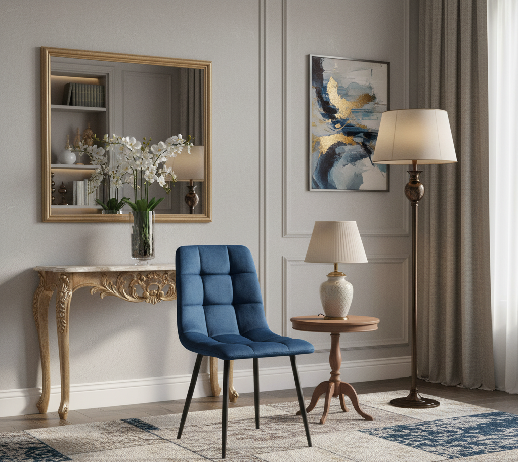 Loft Brushed Velvet Blue Dining Chair