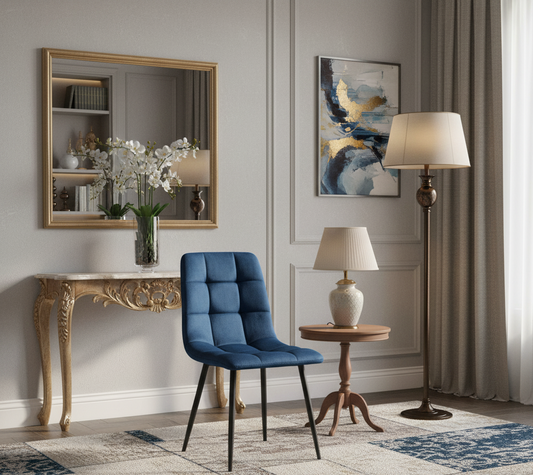 Loft Brushed Velvet Blue Dining Chair