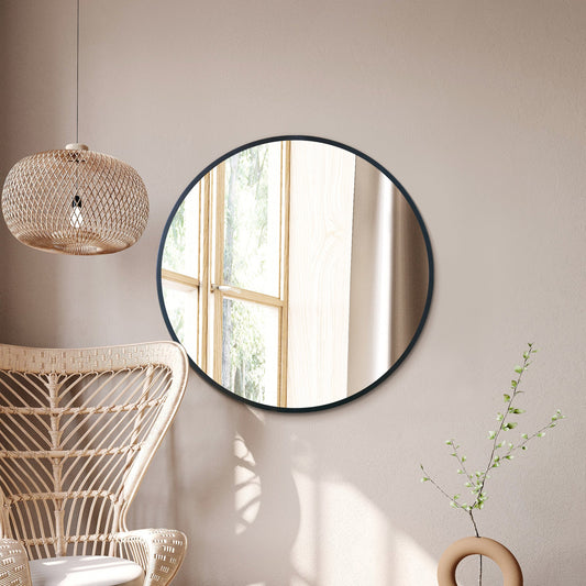 The Elma - Black Edged Circular Modern Wall Mirror 31 (80CM) Diameter