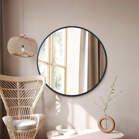 The Elma - Black Edged Circular Modern Wall Mirror 39 (100CM) Diameter