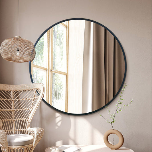 The Elma - Black Edged Circular Modern Wall Mirror 47 (120CM) Diameter