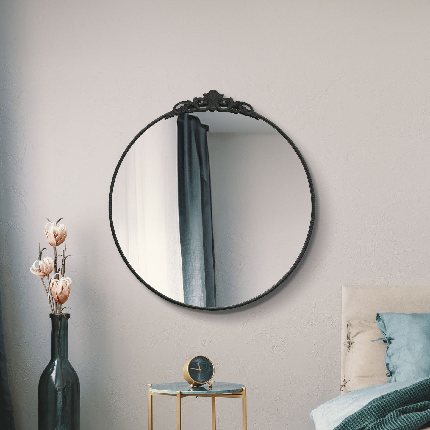 The Timo - Black Metal Framed Round Decorative Wall Mirror 39 X 39 (100x100CM)